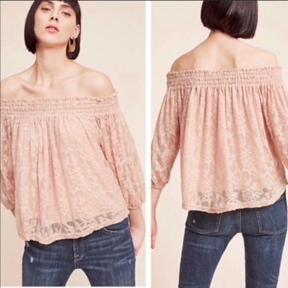 Anthropologie Lace Off Shoulder Top Excellent Preloved Condition Small - Picture 2 of 8